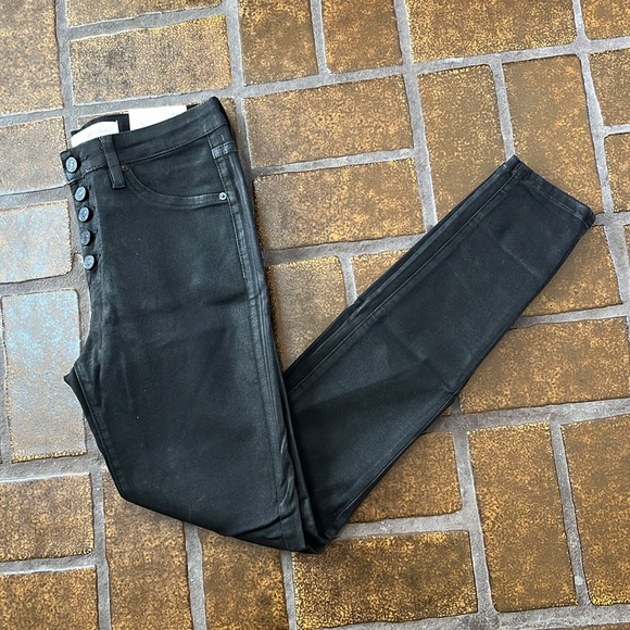 NWT KanCan Black Waxed Denim Shimmer Skinny Jean - Picture 1 of 13